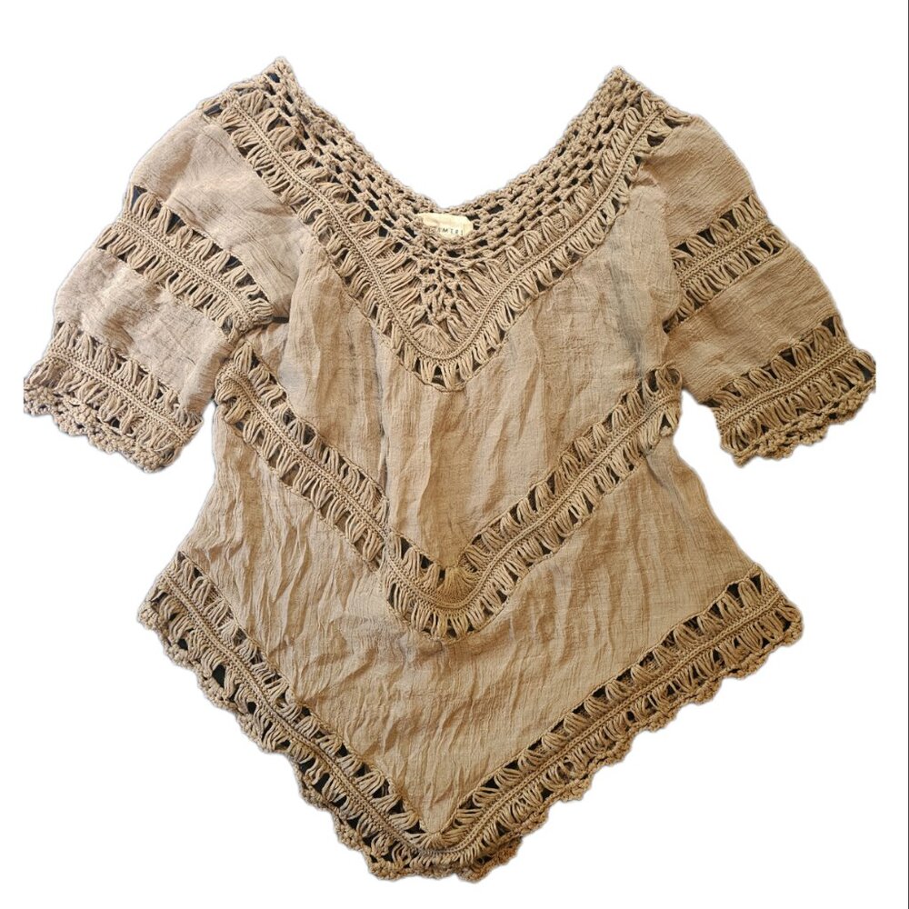 5/$25 V-Neck Crochet Boho Tunic/Top 1/2 Sleeve